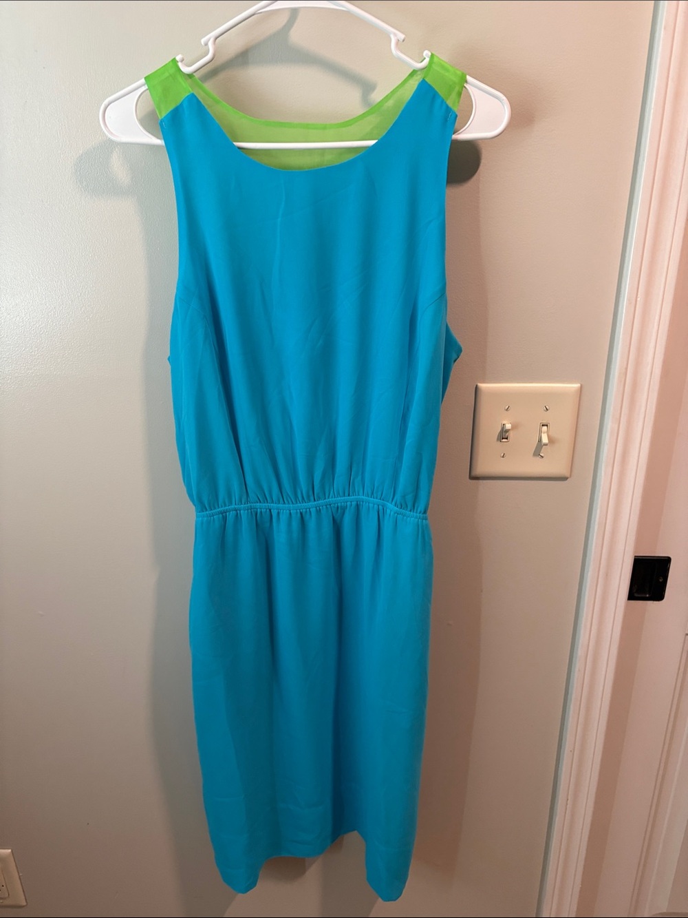 Gretchen Scott Designs Bright Blue Dress with Green Trim